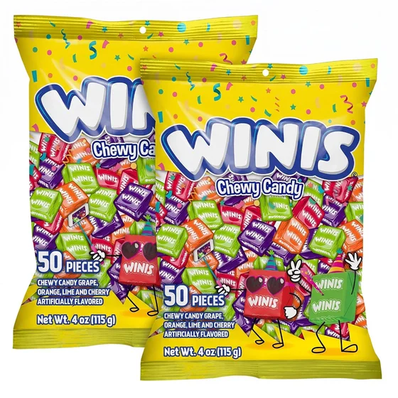 Winis Original Chewy Candy, 2 bags of 50, 100 pieces