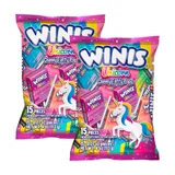 Winis Unicorn Chewy Taffy Pops, 2 bags, 30 pieces